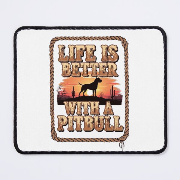 Item preview, Life is Better with a Pitbull - Western Sunset Silhouette and Lasso Border designed and sold by My Pitbull Place.