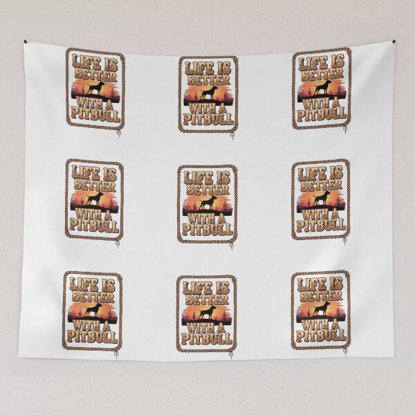 Item preview, Life is Better with a Pitbull - Western Sunset Silhouette and Lasso Border designed and sold by My Pitbull Place.