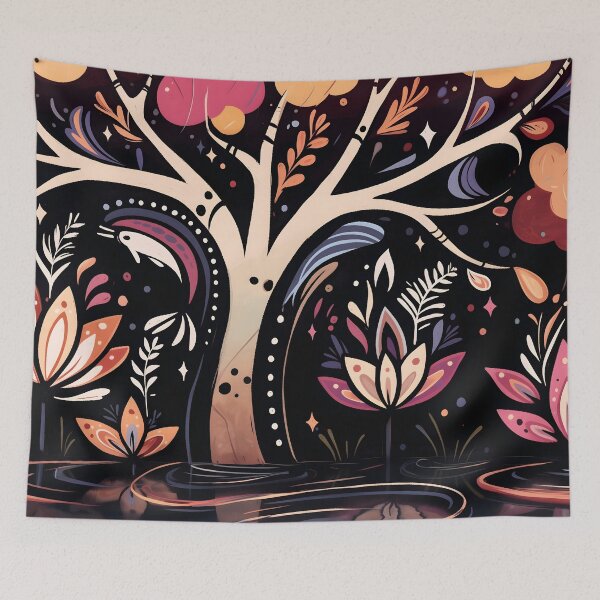 Item preview, Celestial Tree and Lotus Flower Dreamscape designed and sold by LuminousFoundry.