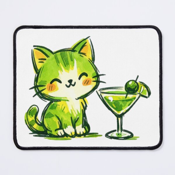 Item preview, Green Cocktails and Cats designed and sold by Doodle Moon Studios.