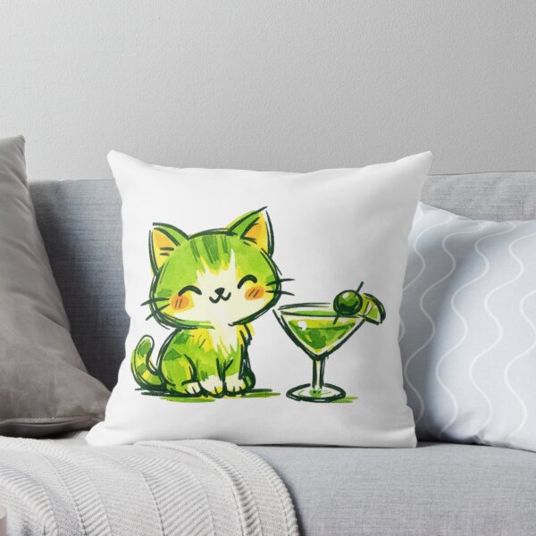 Item preview, Green Cocktails and Cats designed and sold by Doodle Moon Studios.