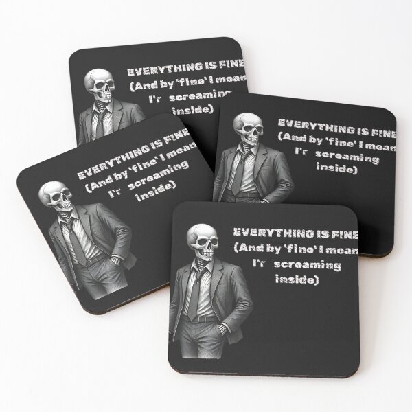 Item preview, Everything Is Fine Screaming Inside Skeleton In Suit Humor designed and sold by DarkOriginArts.