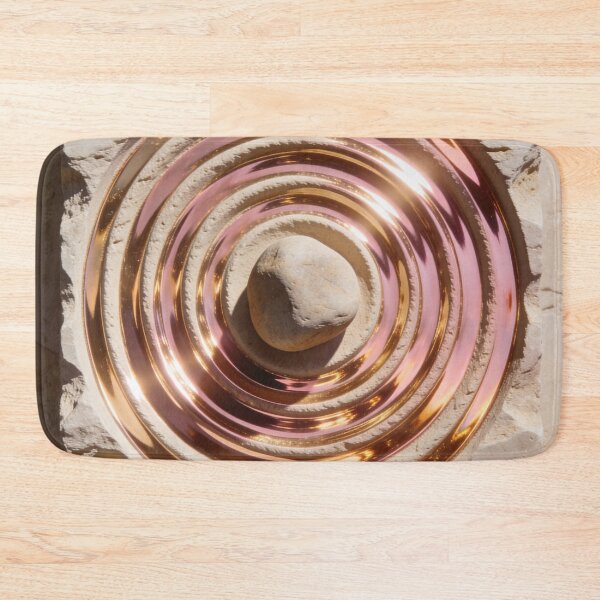 Item preview, Zen Ripple Slab - Luxury 3D Stone & Molten Rose Gold Relief designed and sold by sana designer.