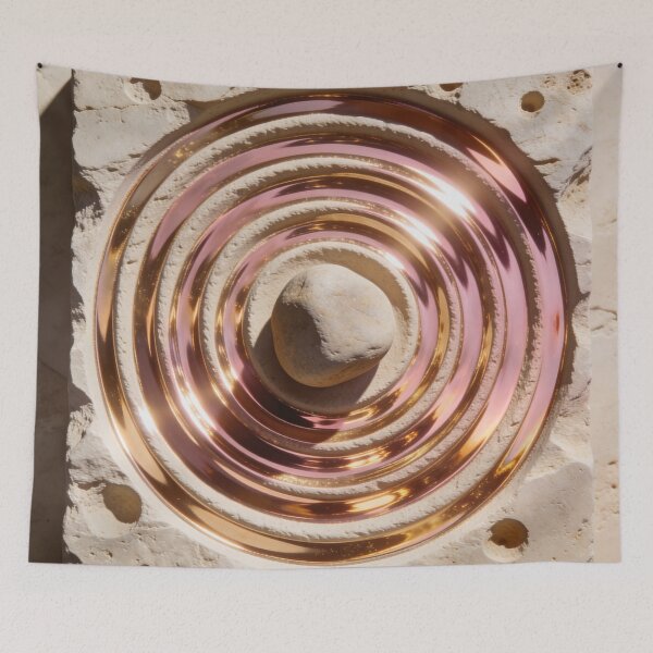 Item preview, Zen Ripple Slab - Luxury 3D Stone & Molten Rose Gold Relief designed and sold by sana designer.