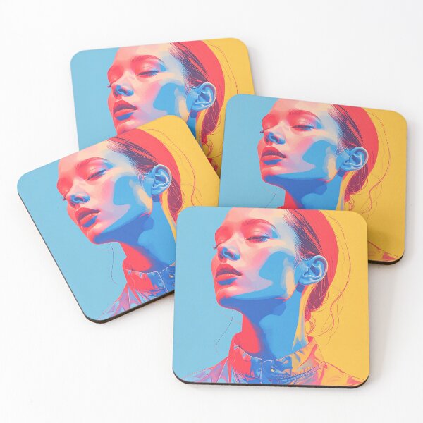 Item preview, Futuristic Colorful Woman Portrait with Glow designed and sold by BetweenForms.
