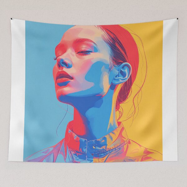 Item preview, Futuristic Colorful Woman Portrait with Glow designed and sold by BetweenForms.