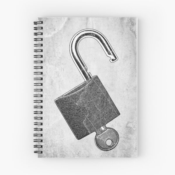 Item preview, Open Padlock and Key Etched Illustration designed and sold by Ghoul Enterprises.