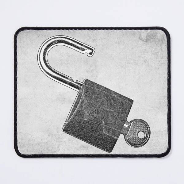 Item preview, Open Padlock and Key Etched Illustration designed and sold by Ghoul Enterprises.