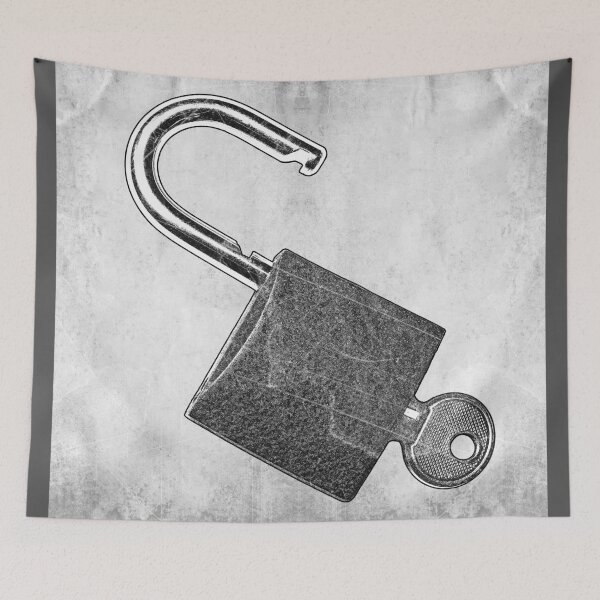 Item preview, Open Padlock and Key Etched Illustration designed and sold by Ghoul Enterprises.