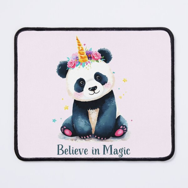 Item preview, Believe in Magic Panda Unicorn – Cute Kawaii Panda with Floral Horn designed and sold by Biedroneczka.