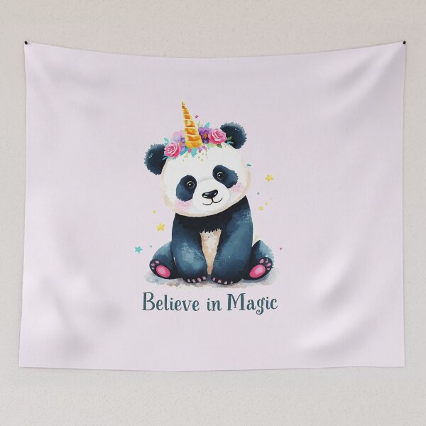 Item preview, Believe in Magic Panda Unicorn – Cute Kawaii Panda with Floral Horn designed and sold by Biedroneczka.