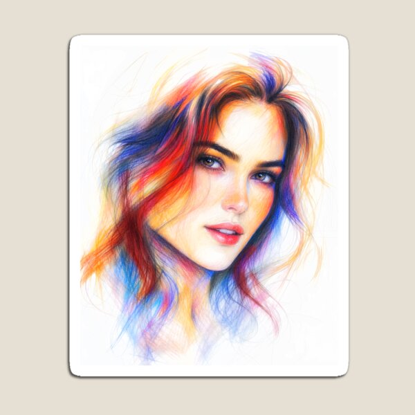 Item preview, Coloured Minimalist Pencil Sketch,Female Portrait 8 designed and sold by Yontartov.