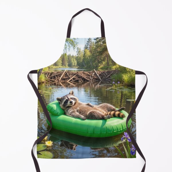 Item preview, Happy Raccoon Floats in a Beaver's Pond designed and sold by Tridentulus.
