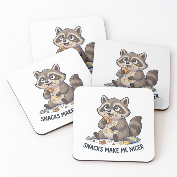 Item preview, Snacks Make Me Nicer Raccoon Sticker designed and sold by StickerRaven.