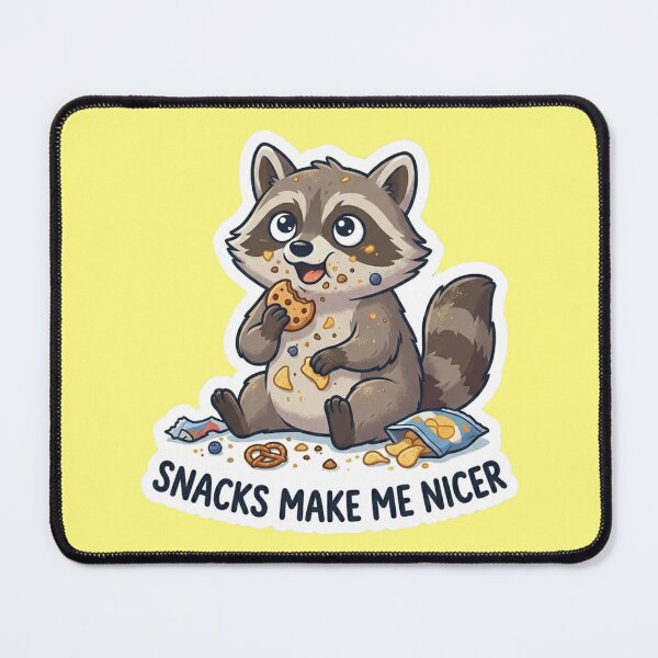 Item preview, Snacks Make Me Nicer Raccoon Sticker designed and sold by StickerRaven.
