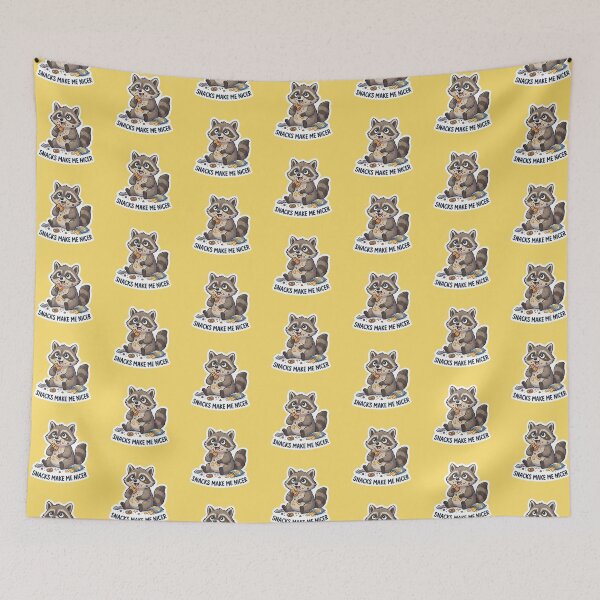 Item preview, Snacks Make Me Nicer Raccoon Sticker designed and sold by StickerRaven.