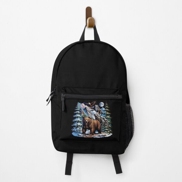 Item preview, Eagle Bear Wolf Wilderness Mountain Adventure Art designed and sold by Fitswear.