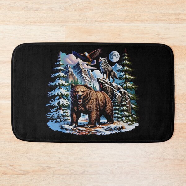 Item preview, Eagle Bear Wolf Wilderness Mountain Adventure Art designed and sold by Fitswear.