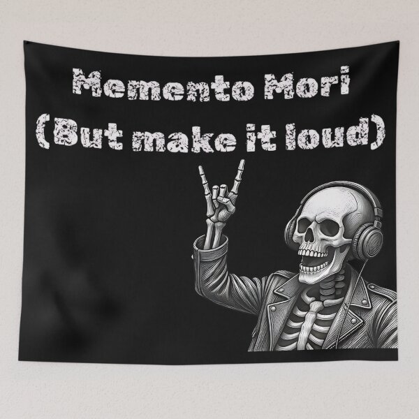 Item preview, Memento Mori Make It Loud Metalhead Skeleton Rocker designed and sold by DarkOriginArts.
