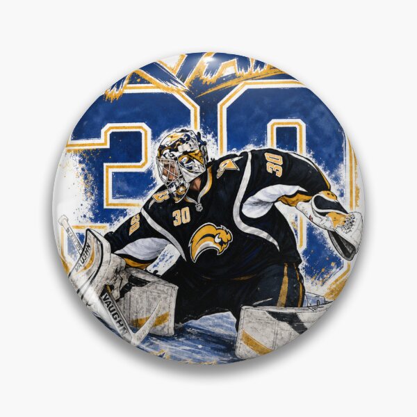 Item preview, Ryan Miller #30 - Buffalo Hockey Legend - Retro Slug Jersey Art designed and sold by Thogan0416.