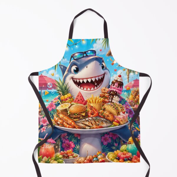 Item preview, Tropical Buffet Shark – Kawaii Vacation Food Lover Cartoon designed and sold by MarekoraStudio.