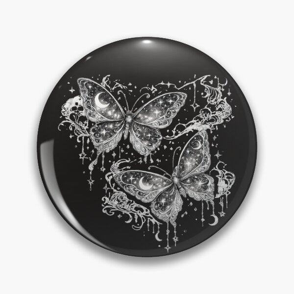 Item preview, Cosmic Celestial Butterflies Black & White Fantasy Art designed and sold by MariMarArt.