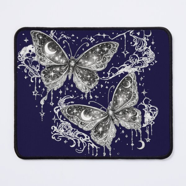 Item preview, Cosmic Celestial Butterflies Black & White Fantasy Art designed and sold by MariMarArt.
