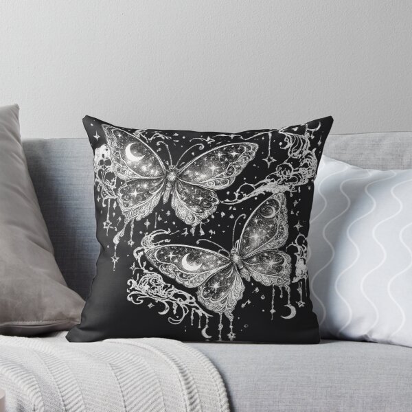 Item preview, Cosmic Celestial Butterflies Black & White Fantasy Art designed and sold by MariMarArt.