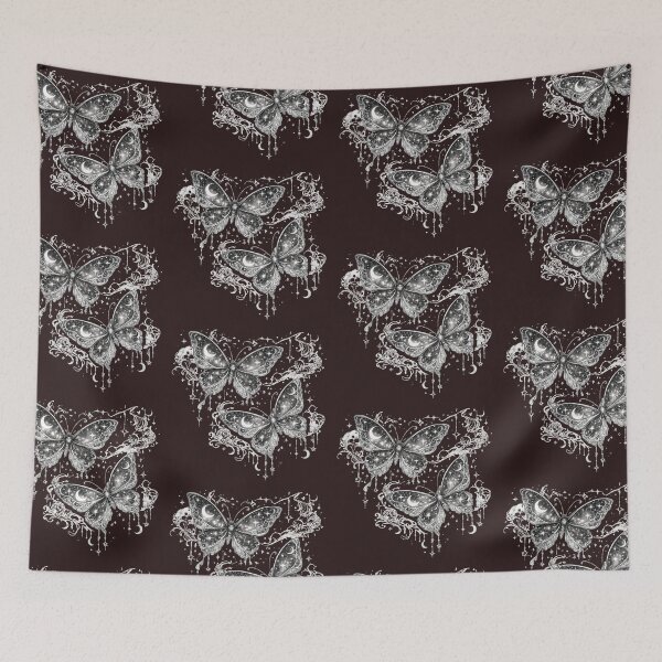 Item preview, Cosmic Celestial Butterflies Black & White Fantasy Art designed and sold by MariMarArt.