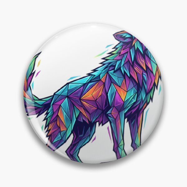 Item preview, Geometric Wolf Howling in Neon Art designed and sold by elementos20.