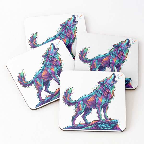 Item preview, Geometric Wolf Howling in Neon Art designed and sold by elementos20.