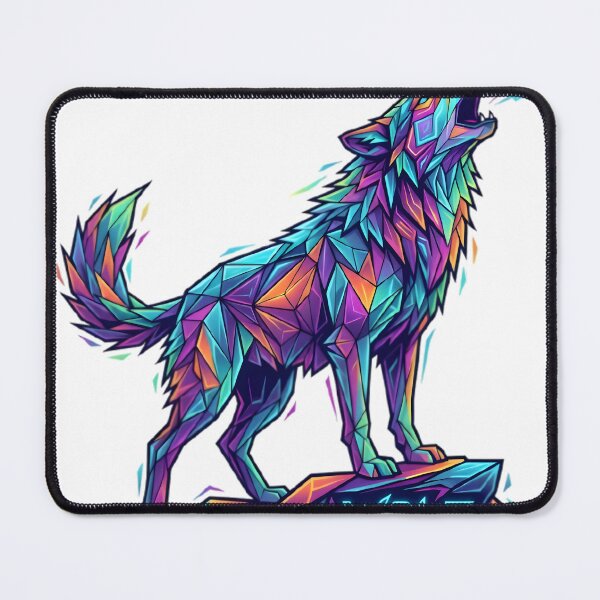Item preview, Geometric Wolf Howling in Neon Art designed and sold by elementos20.