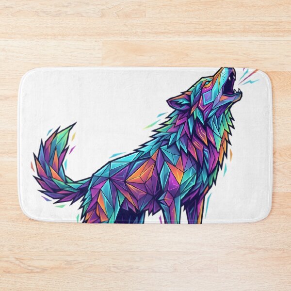 Item preview, Geometric Wolf Howling in Neon Art designed and sold by elementos20.