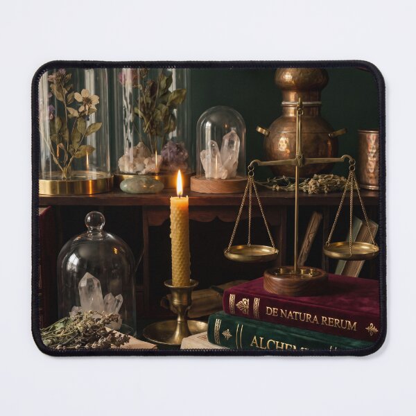 Item preview, Alchemist Workbench Still Life Witchcore Wall Art Botanical Apothecary Decor Gothic Print designed and sold by Noctavia07.