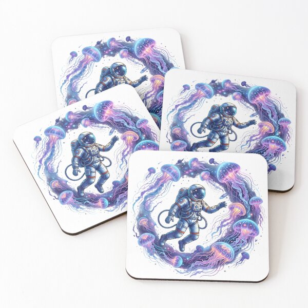 Item preview, Astronaut Floating Among Cosmic Jellyfish designed and sold by elementos20.