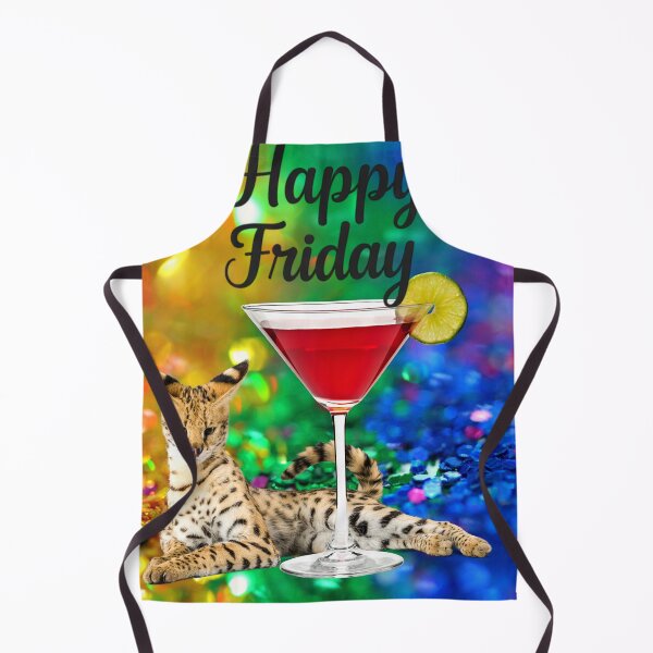 Item preview, Happy Friday Vibes with a Glamorous Savannah Cat & Cocktail designed and sold by TinyVibeStudio.