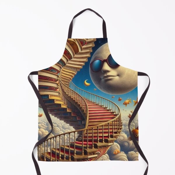 Item preview, Moonlit Book Staircase – Surreal Fantasy Art designed and sold by Dogandesighn.
