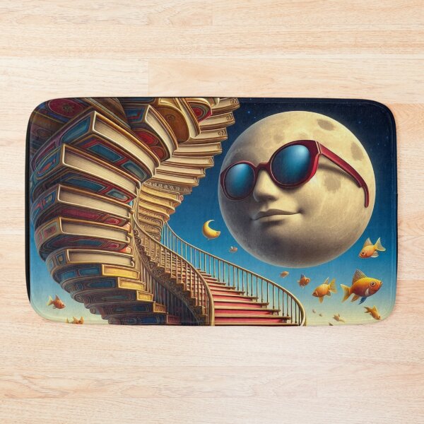 Item preview, Moonlit Book Staircase – Surreal Fantasy Art designed and sold by Dogandesighn.