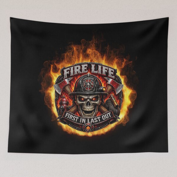Item preview, Fire Life First In Last Out Firefighter Skull Design designed and sold by artistwill.