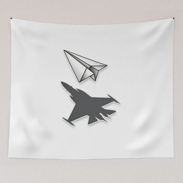 Item preview, Paper Plane Casting Fighter Jet Shadow Minimalist Design on Dark designed and sold by ByJD Assembly.