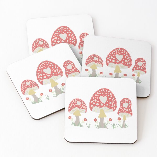 Item preview, 3 Red Mushrooms with Red Flowers and Greenery designed and sold by amegaitdesign.