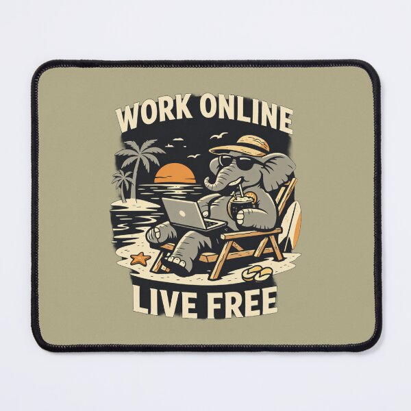 Item preview, Work Online Live Free Retro Elephant Digital Nomad designed and sold by ANJ Creative Designs.