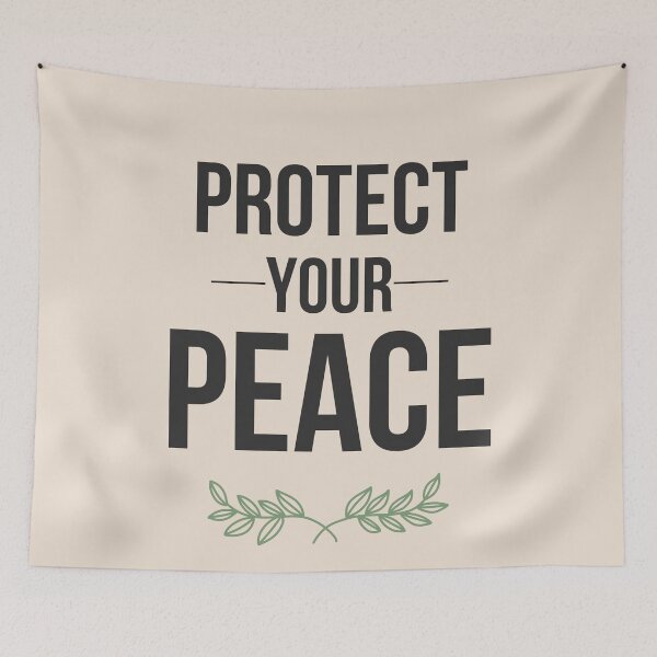 Item preview, Protect Your Peace Beige Aesthetic Self Care Minimal Botanical Quote Design designed and sold by Uvclick.