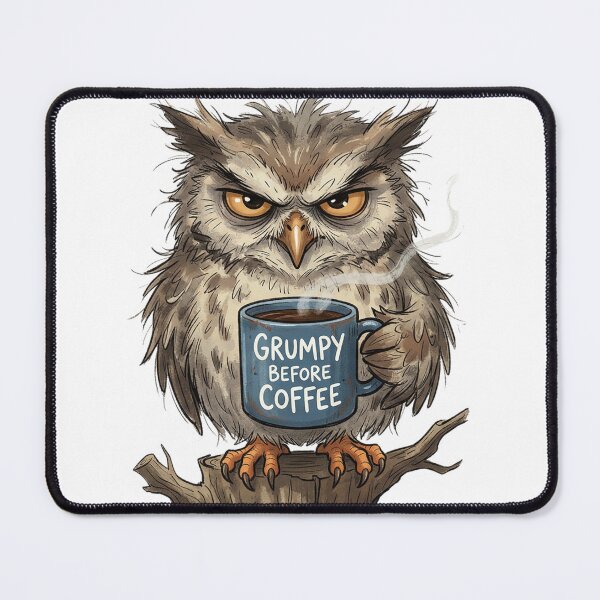 Item preview, Grumpy Owl Before Coffee - Funny Morning Humor designed and sold by Spreesnake Design .
