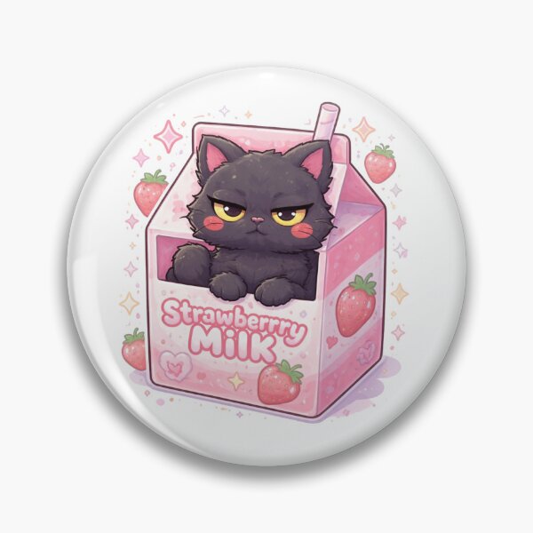 Item preview, Grumpy Black Cat Strawberry Milk Carton — Cute Kawaii Sticker Y2K Retro Aesthetic designed and sold by HOODYBUDSTYLES.