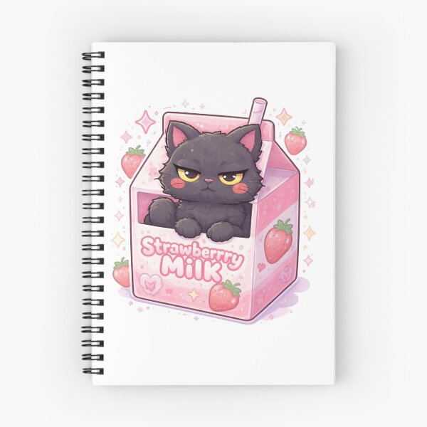 Item preview, Grumpy Black Cat Strawberry Milk Carton — Cute Kawaii Sticker Y2K Retro Aesthetic designed and sold by HOODYBUDSTYLES.