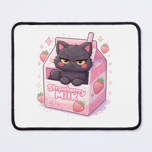 Item preview, Grumpy Black Cat Strawberry Milk Carton — Cute Kawaii Sticker Y2K Retro Aesthetic designed and sold by HOODYBUDSTYLES.