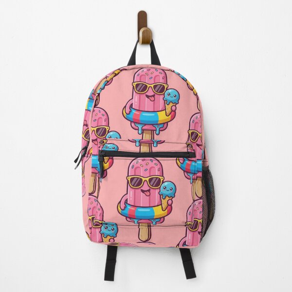 Item preview, Cute kawaii pink popsicle in swim ring - Summer vibes illustration designed and sold by Painted Planet.