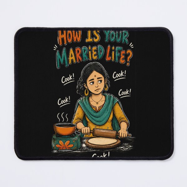Item preview, How Is Your Married Life Funny Cooking Wife Meme designed and sold by FEEL GOOD CLUB DESIGNS.