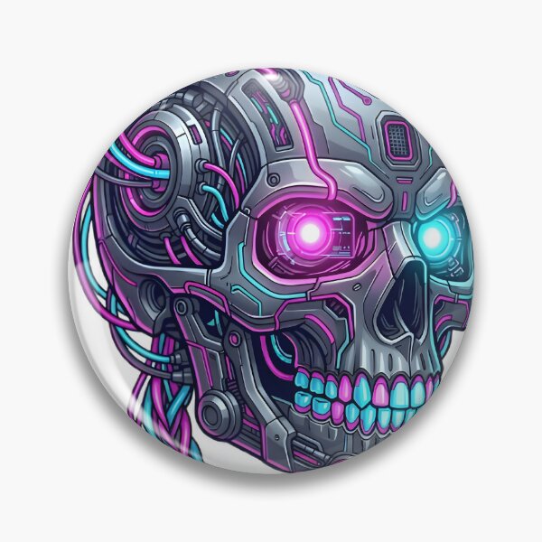 Item preview, Futuristic Cyber Skull in Neon Colors designed and sold by elementos20.